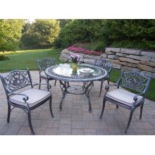 Oakland Living Mississippi Hummingbird 48 Inch Glass Top Dining Set W/ Cushions - Antique Pewter
