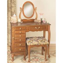 Powell Furniture - Nostalgic Oak Jewelry Armoire Vanity, Mirror & Bench - 407