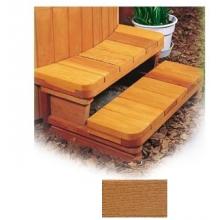 A&B Accessories Recycled Plastic Spa Steps: Two-Tier Curved - 34 Inch Teak