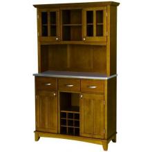 Home Styles Large Buffet Server & Hutch With Stainless Steel Top - Cottage Oak - 5100-0063-62