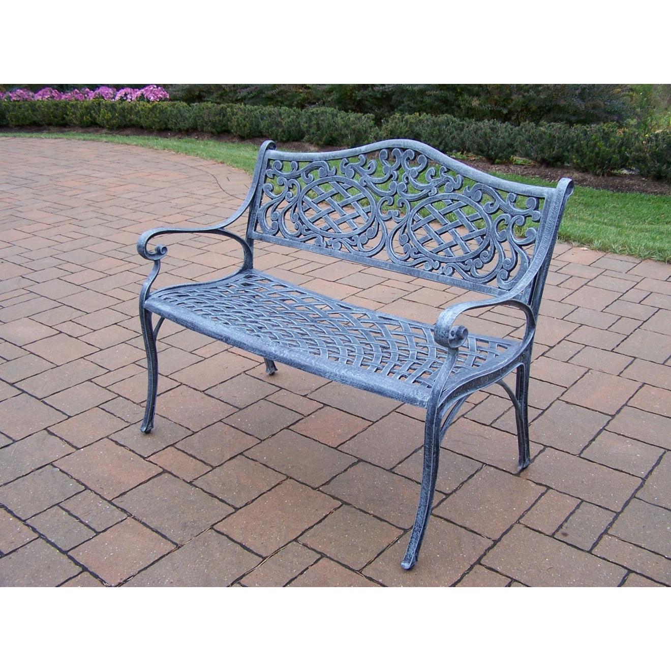 Oakland Living Mississippi Cast Aluminum Settee Bench - Verdi Grey