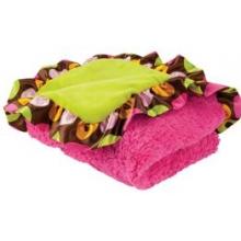 Elegant Baby Circle Collection Satin Ruffle Blanket - Pink/Green
