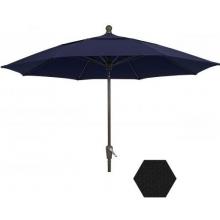 FiberBuilt Outdoor Umbrellas 9 Ft Octagon Black Olefin Umbrella With Champagne Bronze Frame