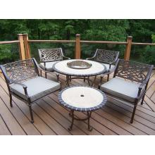 Oakland Living Stone Art 6 Piece Tacoma Deep Seating Conversation Set With Stainless Steel Ice Bucket - 42 Inch