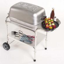 Portable Kitchen Cast Aluminum Grill with Food on Side Shelf