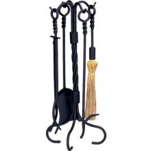UniFlame 5 Piece Black Wrought Iron Ring/Swirl Fireset