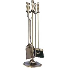UniFlame 5 Piece Triple-Plated Antique Brass Fireset With Ball Handles
