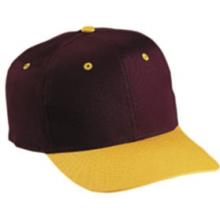 Cobra Caps Structured Contrast Bill Cotton Twill Cap - Maroon/Gold
