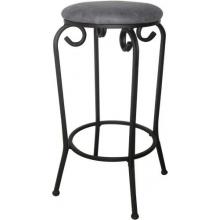 International Caravan 28 Inch Round Iron Barstool With Jave Micro-Suede Cover, Set Of 2 - Grey - 3421-MS-Grey