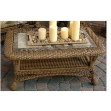 Outdoor GreatRoom Company Wicker Coffee Table W/ Stone Top