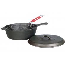 Cajun Cookware Fryers With Basket 12 Quart Seasoned Cast Iron Chicken Fryer