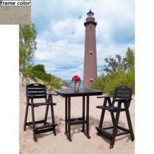 Poly-Wood Recycled Plastic Wood Nautical Patio Bar Set - 37 Inch Square