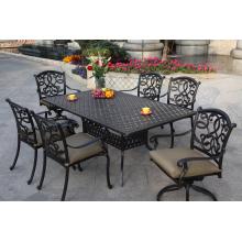 Darlee Santa Monica Cast Aluminum Outdoor Patio Dining Set With Cushions - 42 X 72 Inch Rectangular Table - Antique Bronze