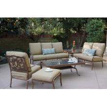 Darlee Florence Cast Aluminum Patio Lounge Set And Granite Coffee Table - 28 X 52 Inch Rectangular