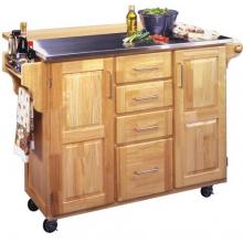 Home Styles Stainless Steel Top Kitchen Cart With Breakfast Bar - Natural - 5086-95