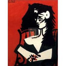 Jacqueline A Mantille Sur Fond Rouge Poster Print