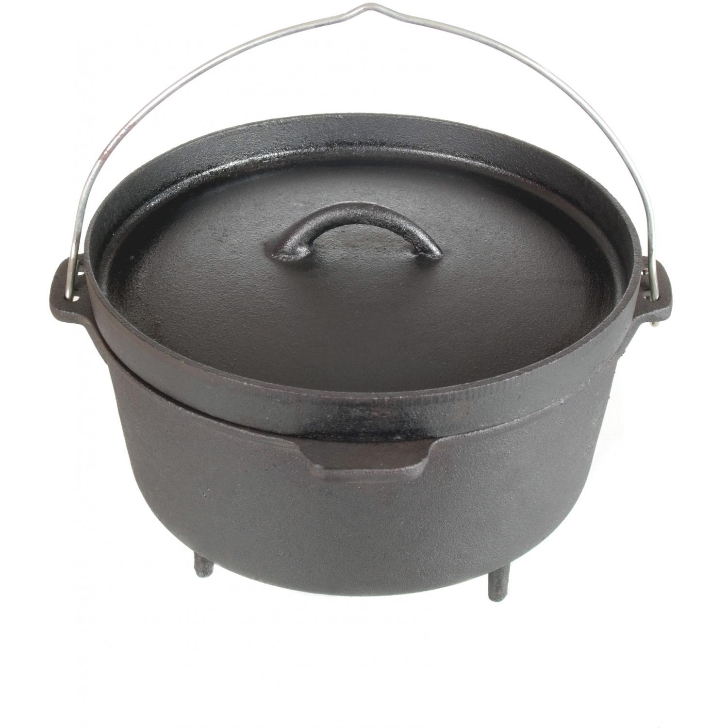 Cajun Cookware Pots With Legs 4.5 Quart Seasoned Cast Iron Camp Pot