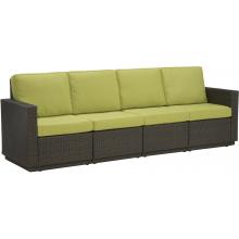 Home Styles Riviera Resin Wicker 4 Seater Outdoor Patio Sofa With Cushions - Green Apple Fabric