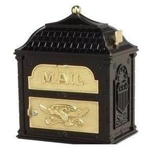 Classic Series Locking Mailbox Top Piece - Black W/ Polished Brass