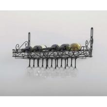 Concept Housewares CW40701 Matte Black Metal Bottle & Glass Wall Wine Rack