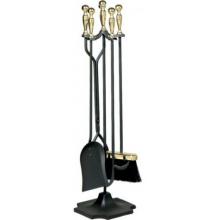 UniFlame 5 Piece Triple-Plated Polished Brass/Black Fireset