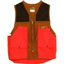 Dans Hunting Gear Brown Duck Front Loader Vest Brown With Orange Pockets Chest Size: Medium 38-40