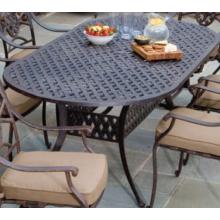 Alfresco Home Weave 84 Inch Oval Dining Table With Umbrella Hole - Antique Wine
