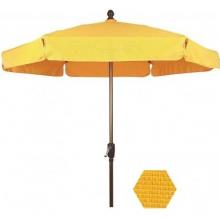 FiberBuilt Outdoor Umbrellas 7.5Ft Hexagon Yellow Vinyl Umbrella With Unfinished Aluminum Frame