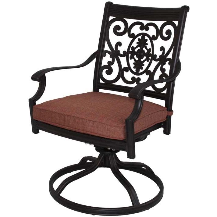 Darlee St. Cruz Cast Aluminum Outdoor Patio Swivel Rocker Chair With Spicy Chili Cushion - Antique Bronze