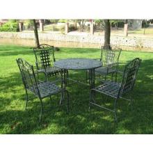 International Caravan S/5 Scroll Iron Patio Dining Set - Antiqued Black - 3454-EP