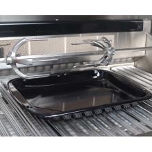 Close Up of Rotisserie with Heavy-Duty Forks, Infrared Rear Burner, and Drip Tray