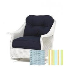 Lloyd Flanders Embassy Rocker With White Finish And Palmetto Stripe Fabric .