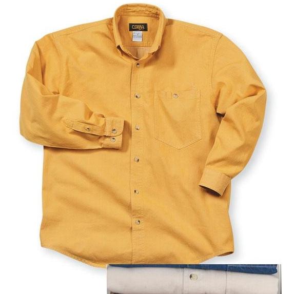 Cobra Caps Long Sleeve Premium Heavyweight Washed Denim Shirt Large - Stone Cobra Caps Long Sleeve Premium Heavyweight Washed Denim Shirt Large - Stone
