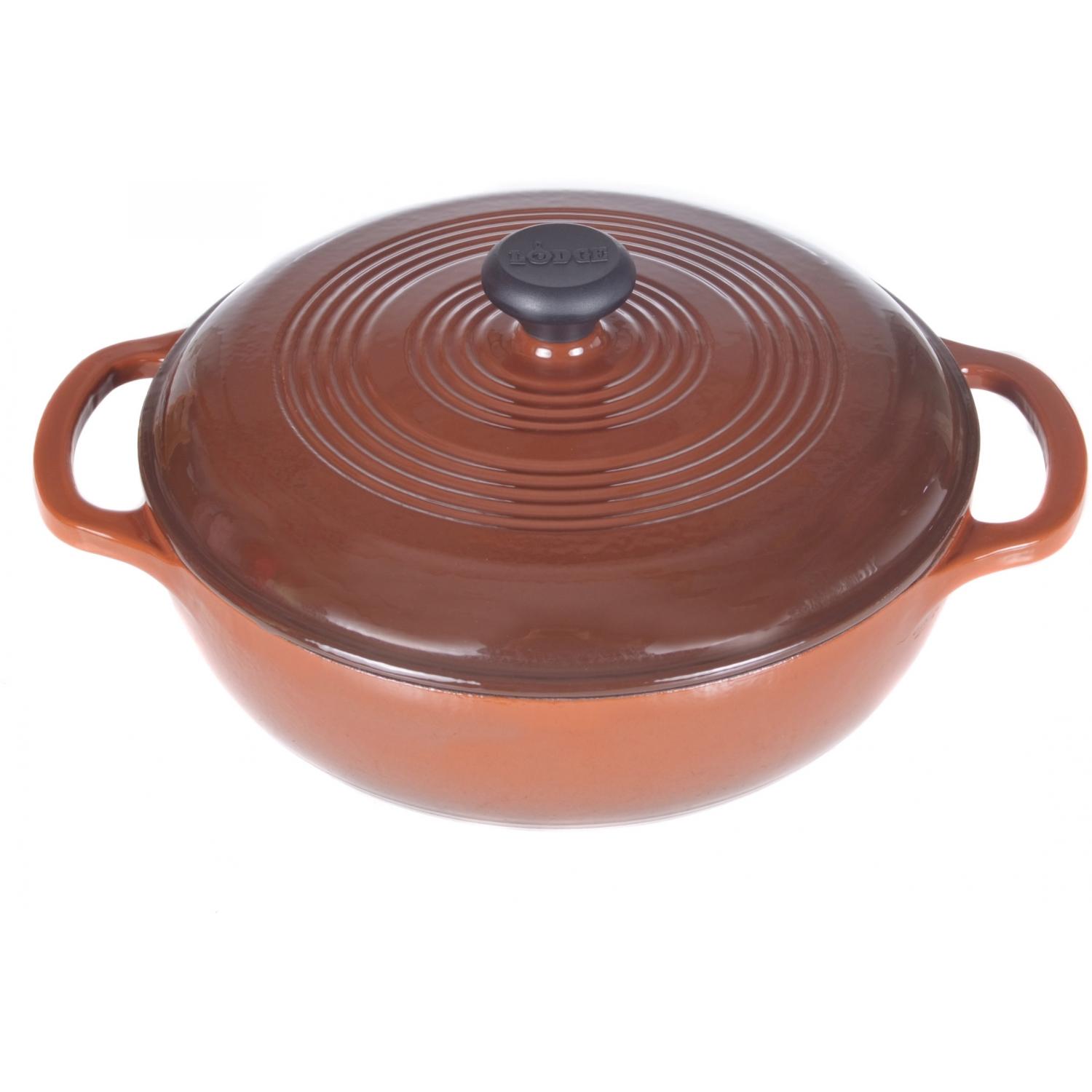 Lodge Dutch Ovens 3 Quart Cafe Cast Iron Enamel Dutch Oven, Gradated Brown - EC3D83