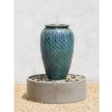 Campania Green Glazed Lozenge Jar Fountain - Round Basin