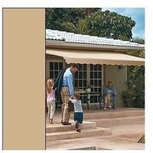 Sunsetter Pro Motorized Awning (18 Ft / Solid Sand) With Traditional Laminated Fabric With Left Mounted Moter And Wall Bracket