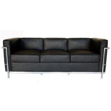 Sulyen Leather Steel Frame Sofa In Black
