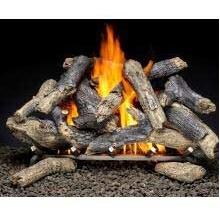 Firegear 18-Inch Prairie Fire Vented Log Set With ANSI Certified Fiamma Triple Burner - Match Light