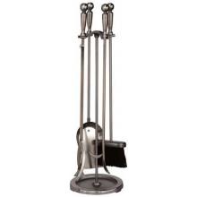 UniFlame 5 Piece Satin Pewter Fireset With One-Piece Design