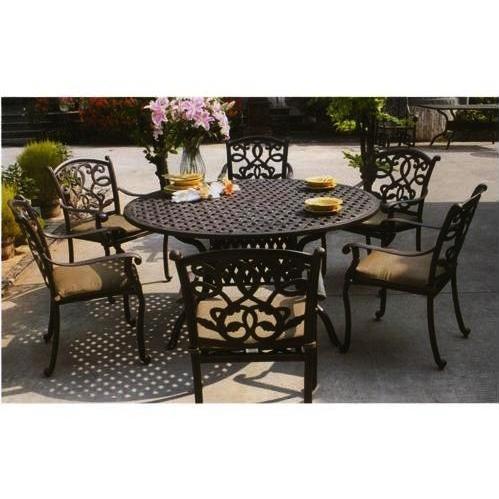 Darlee Santa Monica Cast Aluminum Patio Dining Set With Cushions - 60 Inch Round Darlee Santa Monica Cast Aluminum Patio Dining Set With Cushions - 60 Inch Round