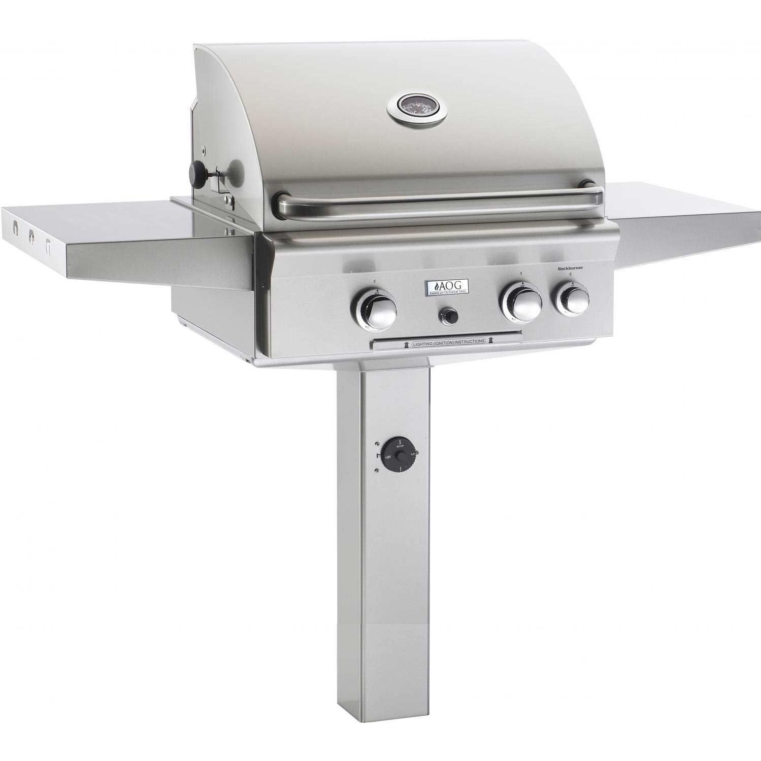 American Outdoor Grill 24 Inch Natural Gas Grill On In-Ground Post American Outdoor Grill 24 Inch Natural Gas Grill On In-Ground Post