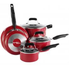 Hamilton Beach Cookware Set Nonstick Elite, 8 Piece - Red