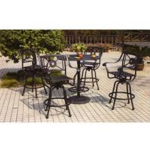 Darlee Monte Carlo Pedestal Cast Aluminum Patio Bar Table Set With Cushions - 42 Inch Round