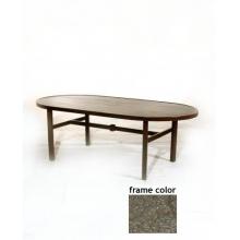 Keys 42 X 84 Inch Aluminum Oval Dining Table - Aluminum Plank-Wood Pattern With Scavo Bronze Frame