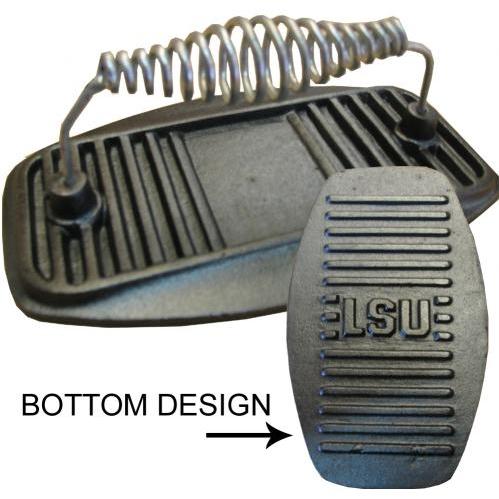Seasoned Cast Iron Bacon Or Steak Grill Press W/ LSU Logo