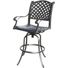 Darlee Nassau Cast Aluminum Outdoor Patio Swivel Bar Stool With Cushion - Antique Bronze