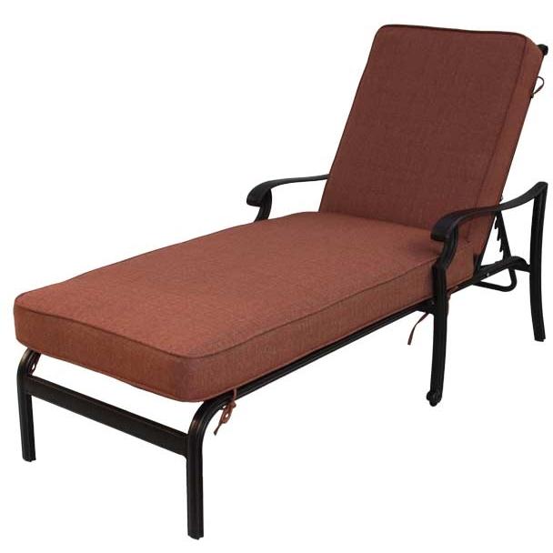 Darlee St. Cruz Cast Aluminum Outdoor Patio Extra Long Chaise Lounge With Spicy Chili Cushions - Antique Bronze
