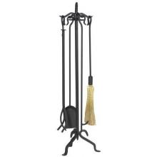 UniFlame 5 Piece Black Wrought Iron Extra Tall Fireset