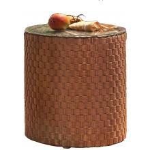 Lloyd Flanders Rio Lloyd Loom Wicker Outdoor Patio End Table With Glass Top - Bamboo Finish
