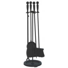 UniFlame 5 Piece Black Wrought Iron Fireset With One-Piece Design